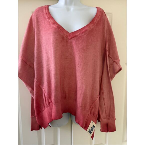 We The Free by Free People Gibson V- Neck oversized-red - Picture 4 of 8